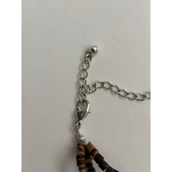 Women's Brown Tigers Eye Pendant Seed Bead Necklace 90's Y2K Statement Basic - Picture 5 of 6